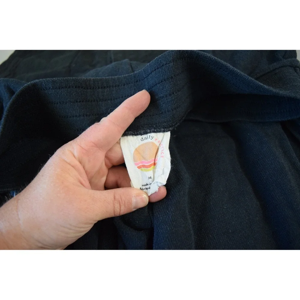 Daily Practice by Anthropologie Tie Waist Black Wide Leg Medium Sweatpant - Picture 3 of 3